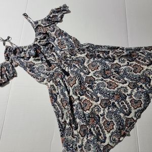 💚 American Eagle Outfitters Paisley Cold Shoulder A-Line‎ Dress Junior Small